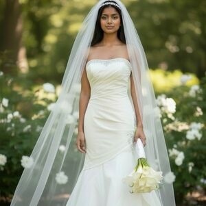 Elegant Strapless Ivory Wedding Dress with Beaded Bodice